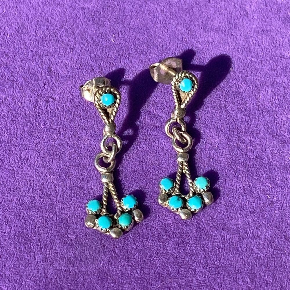 💛 Sterling Silver Vintage Native American Turquoise Earrings